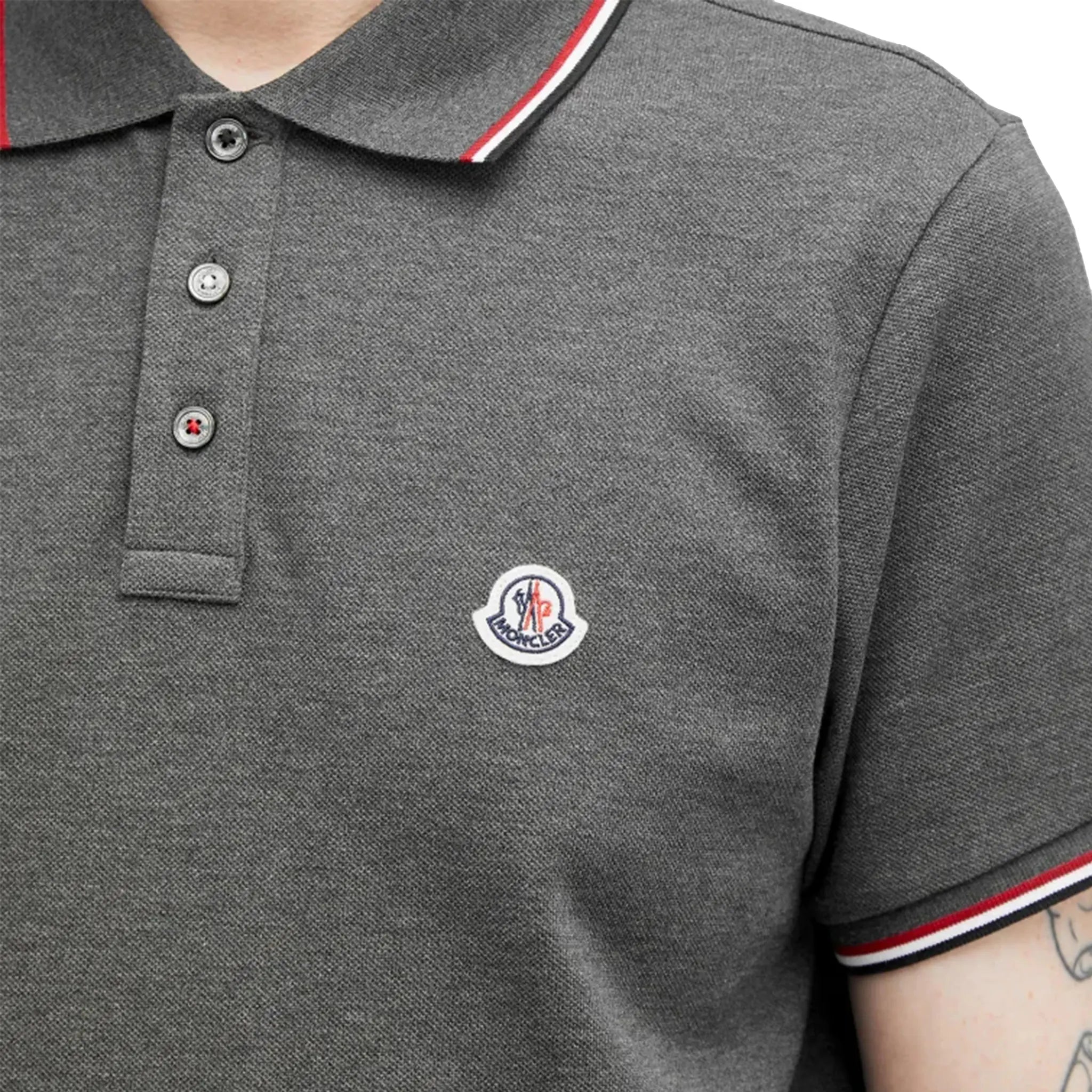 Detail view of Moncler Maglia Dark Grey Polo Shirt J10918A7030084556989